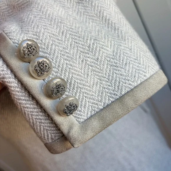 Ralph Lauren Black Label Grey Silk Wool Cashmere Blend Blazer Suede Trim | 10 - Picture 3 of 7